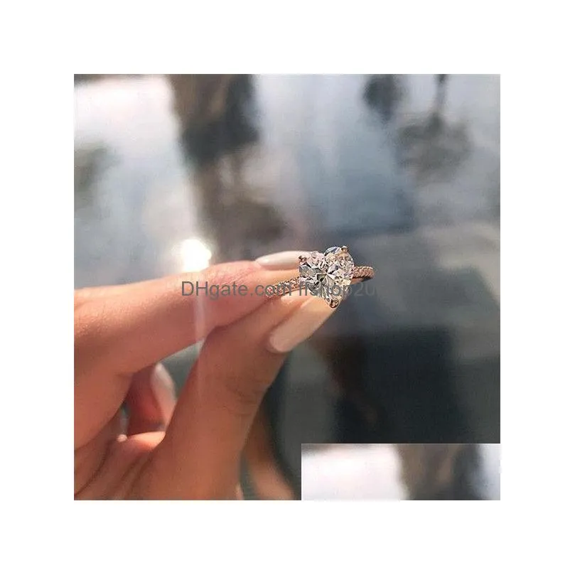 cubic zircon heart ring heart diamond rings crystal engagement wedding ring women rings fashion jewelry will and sandy gift