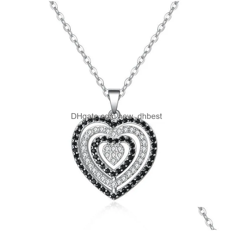 crystal diamond heart necklace pendant romantic hollow love women necklaces wedding fashion jewelry will and sandy gift