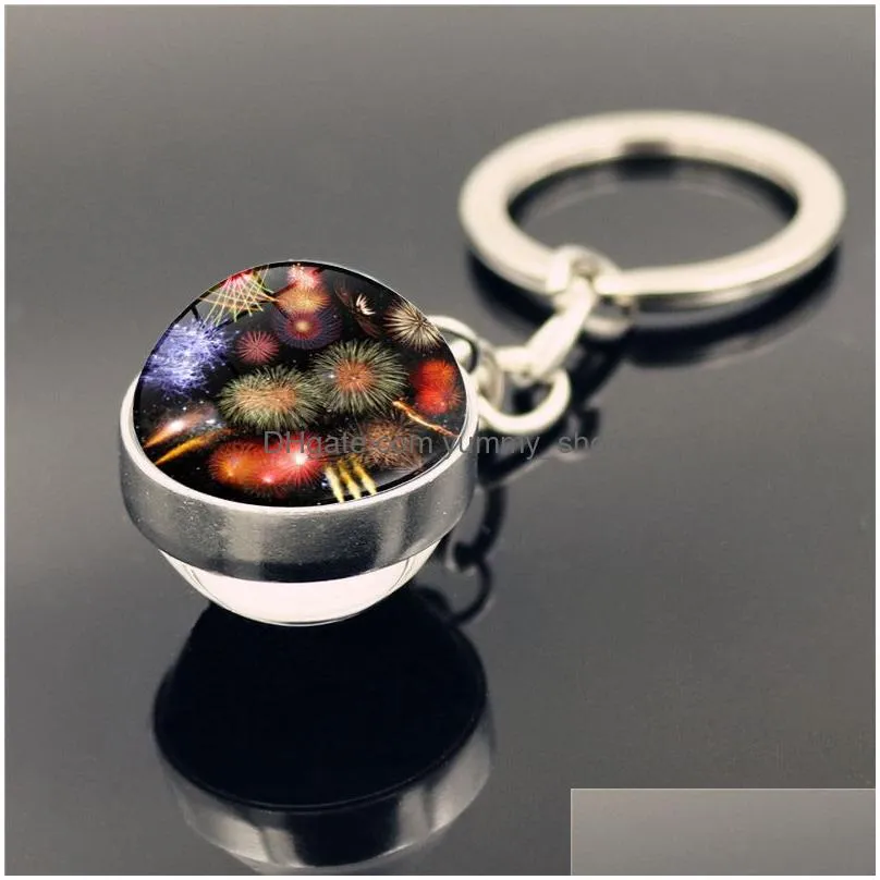 double glass ball universe star keychain solar moon keyring key holders bag hangs fashion jewelry gift will and sandy