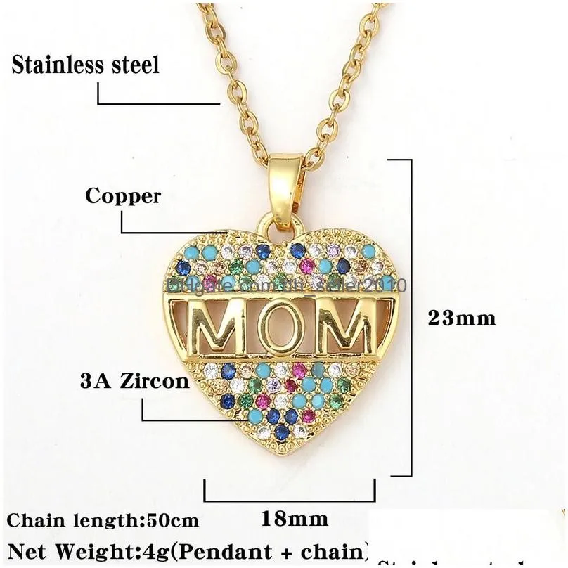 ziron diamond heart pendant necklace stainless steel chains mom necklaces mother gift will and sandy