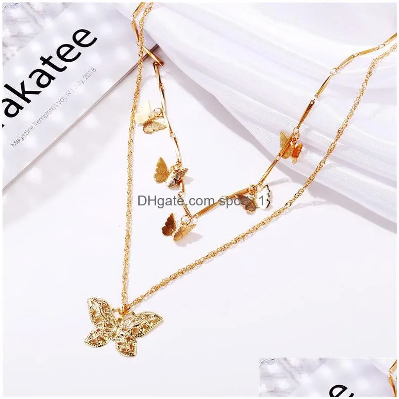 gold hollow butterfly necklace multilayer butterfly necklace chokers women necklace pendants fashion jewelry will and sandy gift