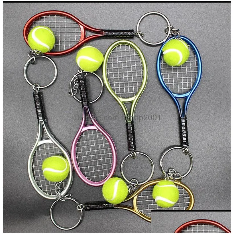 sport tennis rackets keychain tennis ball keyring rings bag hangs woomen men fashion jewelry gift