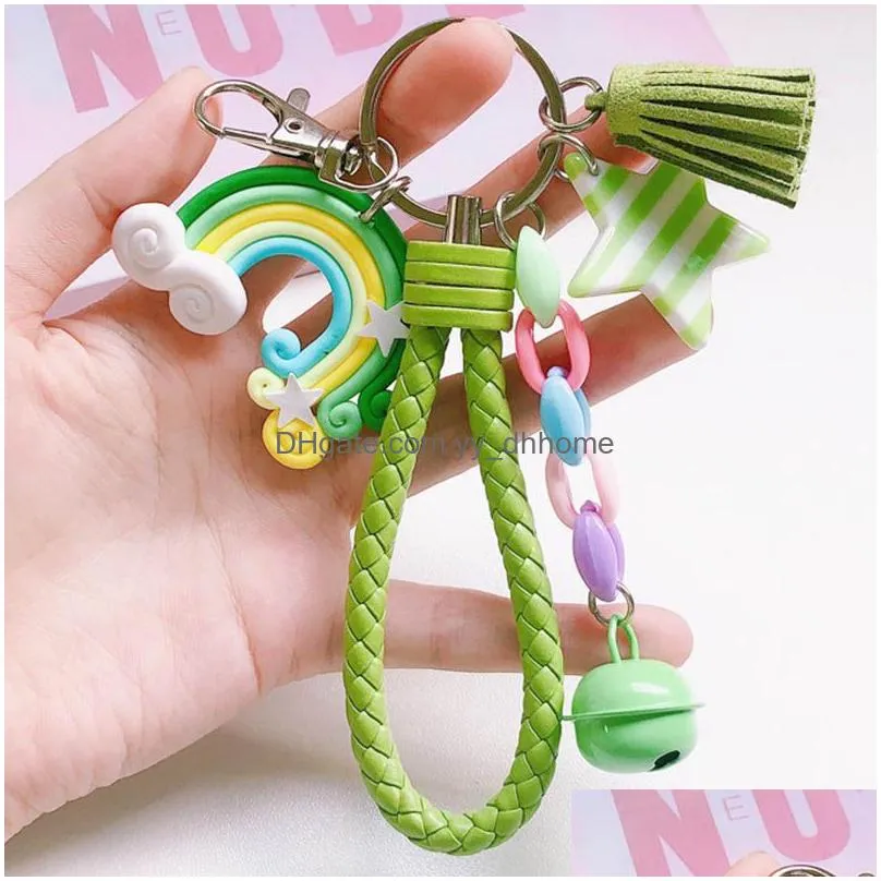 candy color star rainbow keychain tassel charm keyring key holders bag hangs fashion jewelry gift will and sandy 