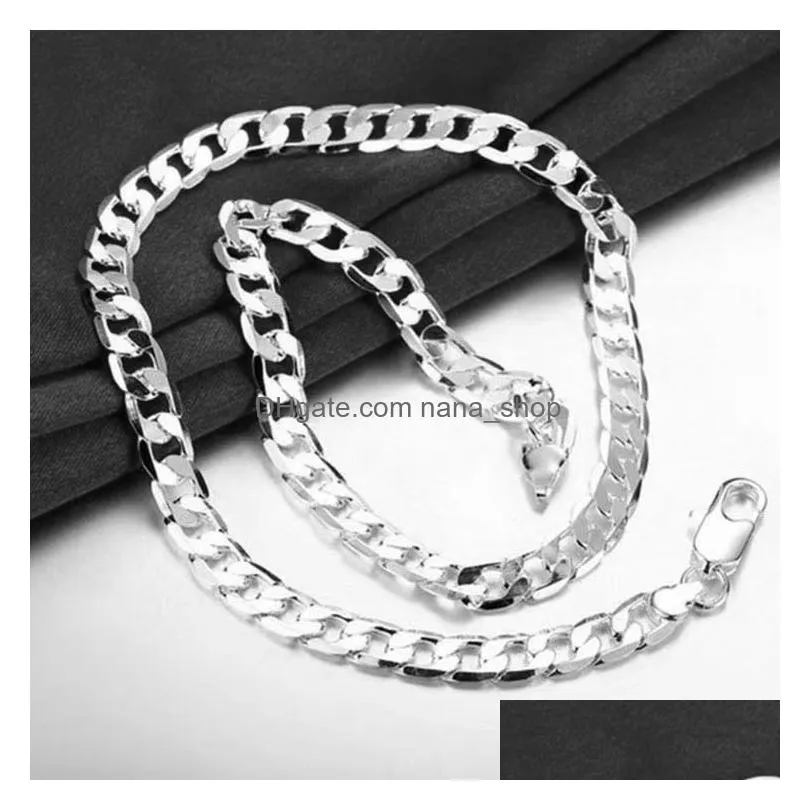 classic mens silver chain necklaces high quality jewelry personality 1624 inches 8mm necklace fashion christmas gifts