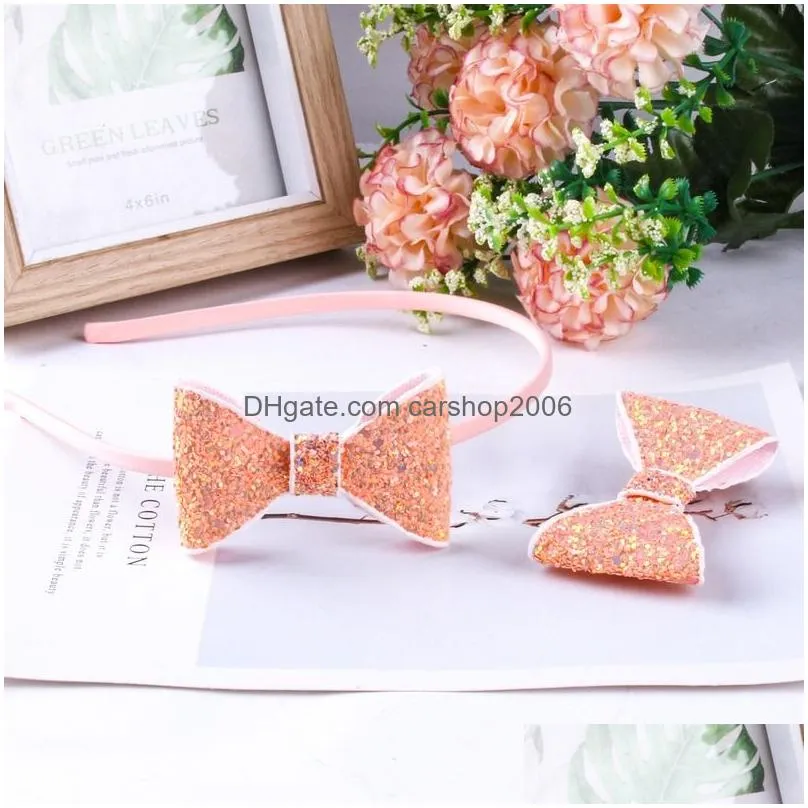 colorful children glitter bow knot headbands children baby hair bands hoop fashion jewelry