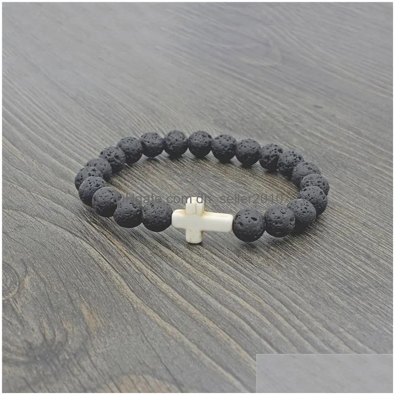 jesus cross yoga lava beaded strands essential oil diffuser bracelet fashion jewelry women mens bracelets will and sandy gift 320194