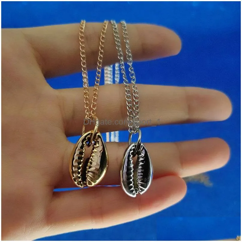 metal shell necklace silver gold chains necklaces pendants women summer fashion jewelry will and sandy gift