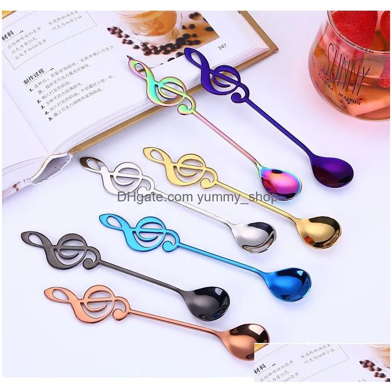 music note coffee spoon stainless steel home kitchen dining flatware ice cream dessert spoons cutlery tool