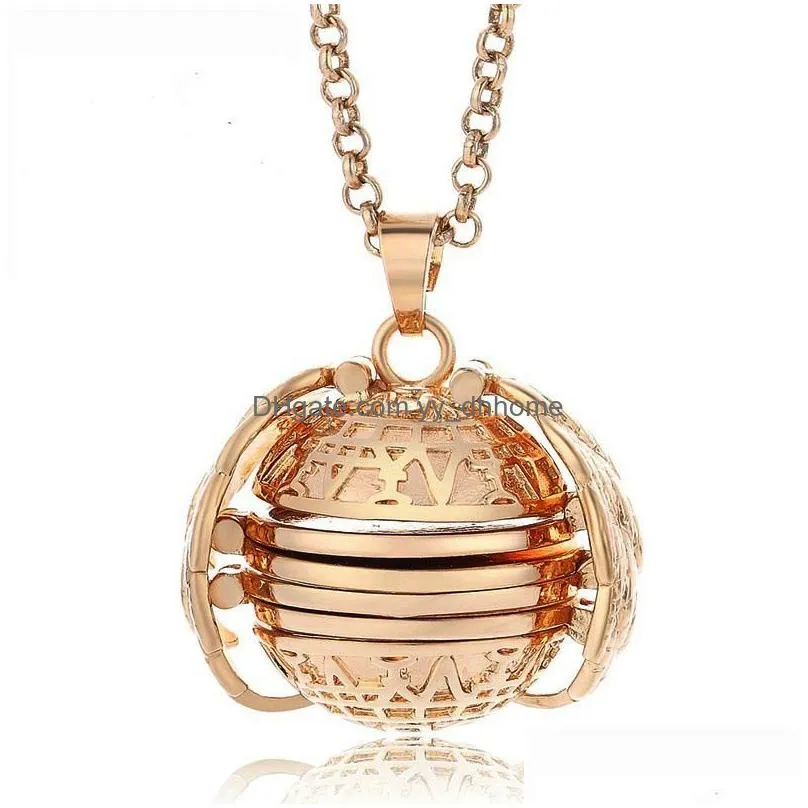 diy fold p o locket necklace openable ball live memory pendant silver gold necklaces fashion jewelry drop ship 380177