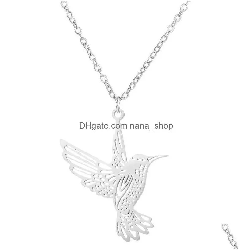 hummingbird pendant stainless steel necklaces for women bird necklace hummingbird colibri jewelry acero inoxidable joyeria mujer