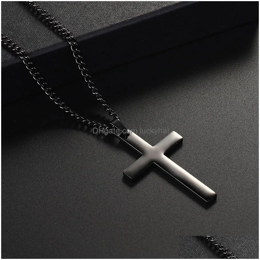 classic cross necklace fashion new stainless steel chain pendant necklace for men jewelry gift collar hombres