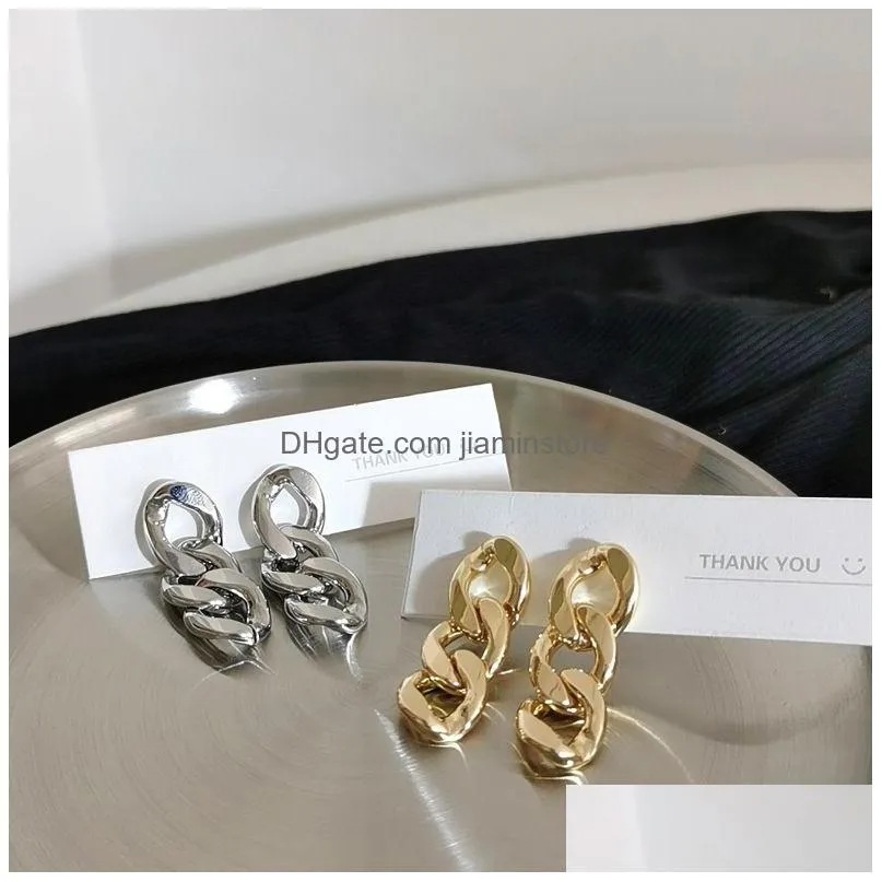 925 silver needle metal gothic chain dangle earrings for women vintage geometric earring femme brincos punk jewelry party bijoux