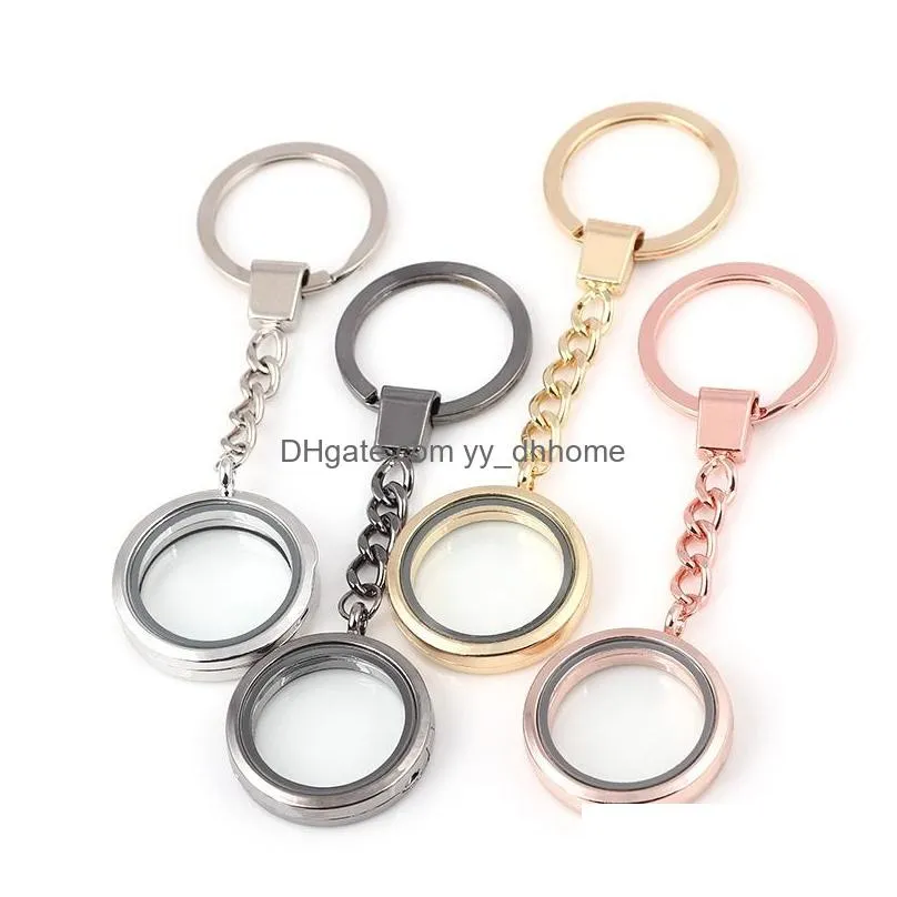 openable floating locket key rings round lockets pendants keychain diy fashion jewelry will and sandy silver gold