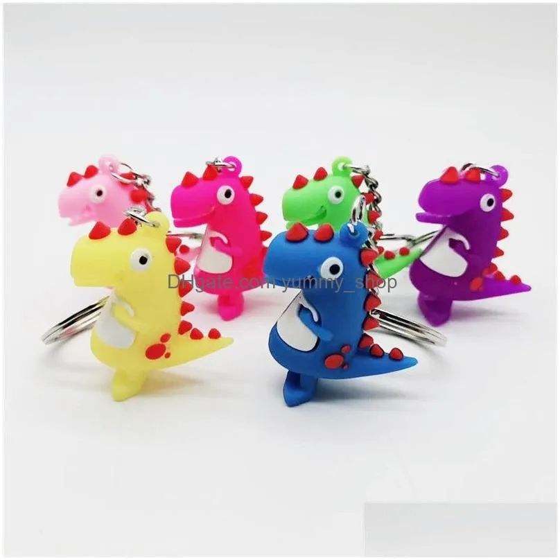 cartoon dinosaur keychain pvc animal dinosaur key rings hangbag backpack hangs hangs kids toys fashion jewelry will and sandy gift