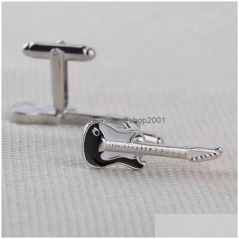 enamel guitar cuff links fashion mens business suit shirt button cufflinks wedding gift will and sandy