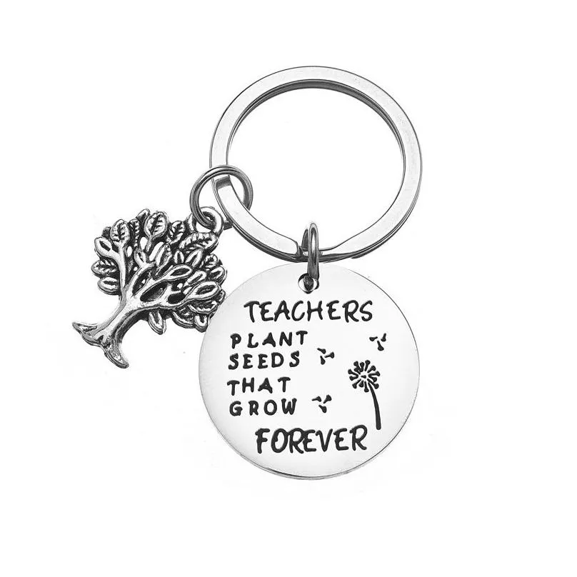 stainless steel teaches key ring tree charm letter teathers forever keychain holder hangs fashion jewelry will and sandy