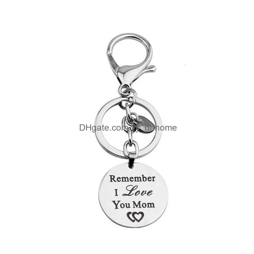 stainless steel love dad mom son coin key ring heart charm keychain holder bag hangs fashion jewelry for women men will and sandy