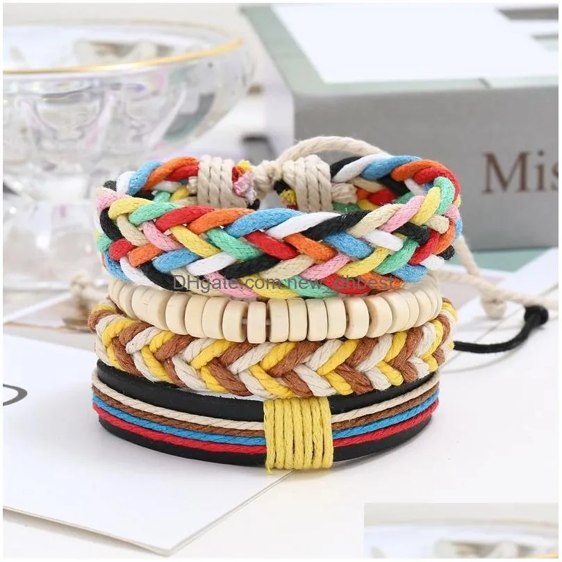 colorful weave multi layer wrap bracelets wood beads adjustable bracelet wristband bangle cuff women men fashion jewelry will and