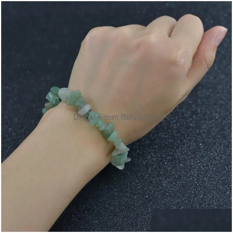 natural stone gravel amethyst bracelet chip stone bracelets stainless steel adjustable chain gemstone bracelet for women