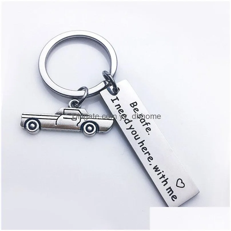 stainless steel drive safe keychain tag love i need you keyring bag hangs safe driving women mens fashion jewelry will and sandy gift