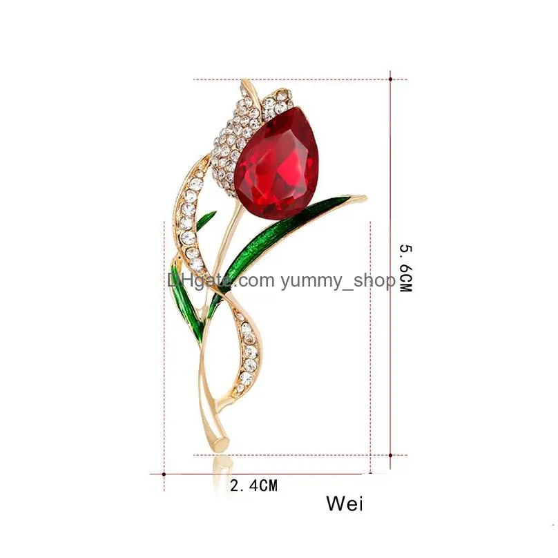 fashion crystal tulip brooch diamond flower corsage scarf buckle brooches women dress suit fashion jewelry will and sandy 