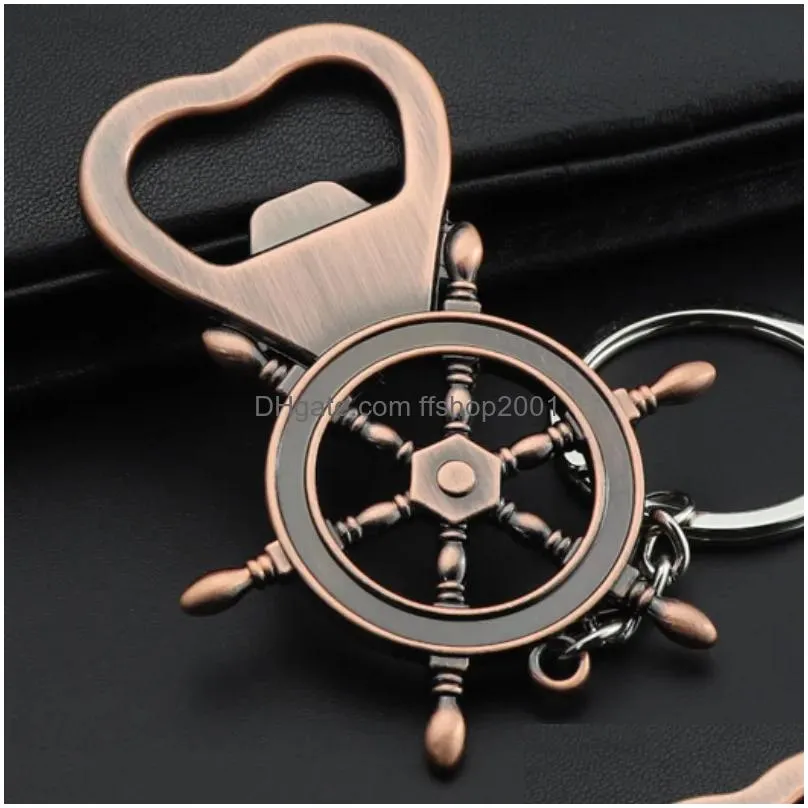 retro sailing rudder bottle opener key rings metal bronze color summer beer openers keychain kitchen bar hand tools will and sandy