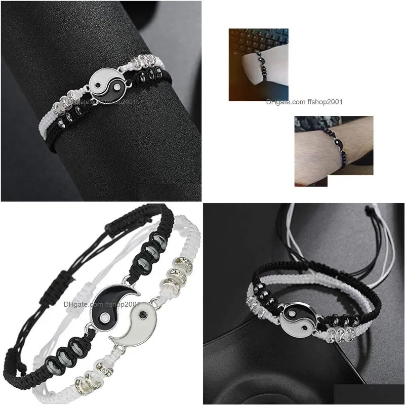 yinyang charm bracelet weae combination couple bracelets bangle cuff friendship lover fashion jewelry will and sandy