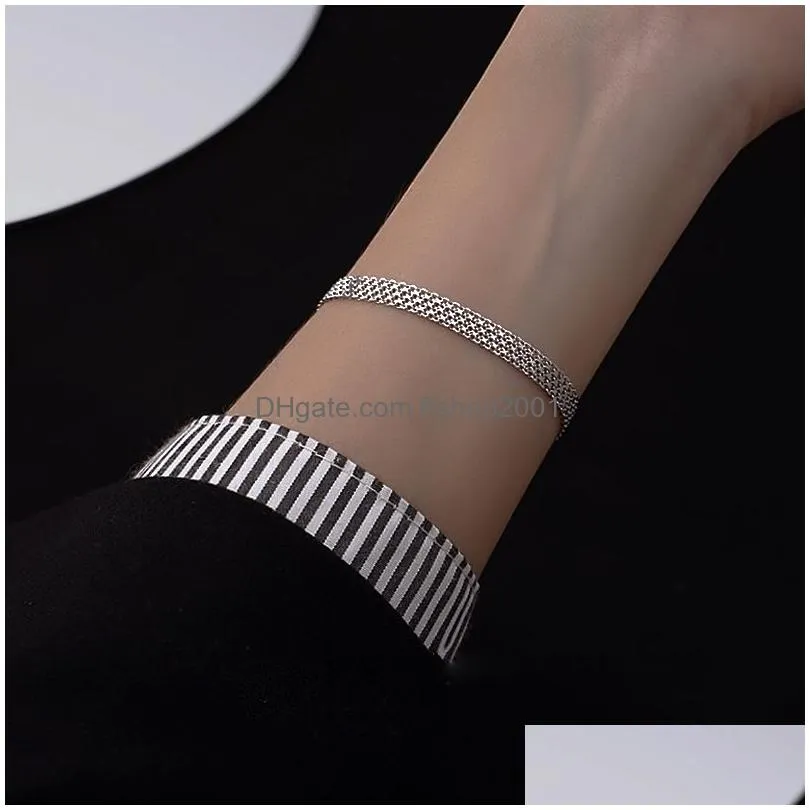 silver multilayer simple adjustable charm bracelet bangle for women wedding jewelry party