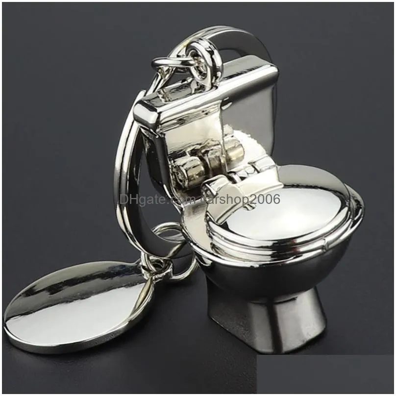 mini toilet metal key ring closestool car keychain holders bag hanging fashion jewelry