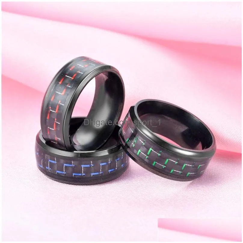 carbon fiber ring black wedding ring stainless steel promise engagement rings mens women rings will and sandy fashion jewelry gift