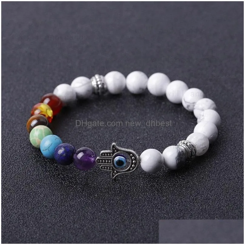yoga 7 chakra natural stone beads bracelet strand gemstone bracelets amethyst tiger eye lapis reiki healing crystals beaded stone fashion