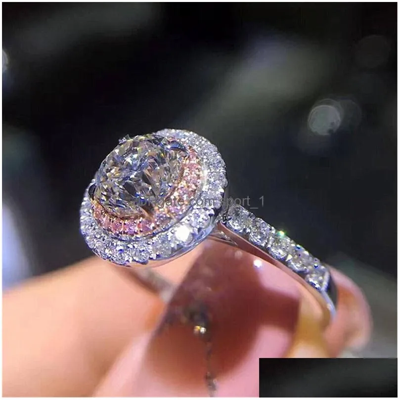 fashion women diamond ring round cyrstal engagement wedding rings band jewelry will and sandy gift
