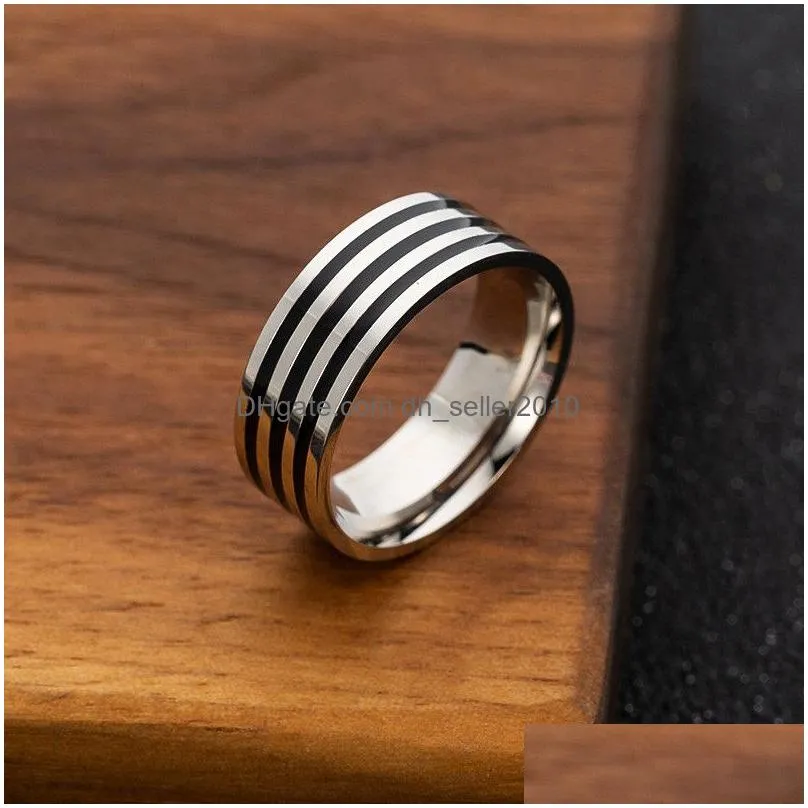 update stainless steel black circel ring enamel rings band women mens fashion jewelry will and sandy 080536
