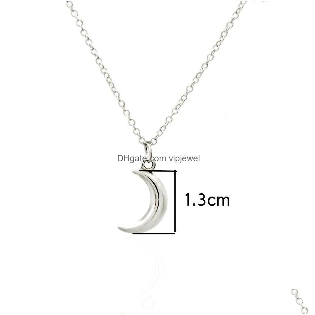 cute moon pendant necklaces for women bohemia silver color chain choker necklace simple jewelry bijoux collares