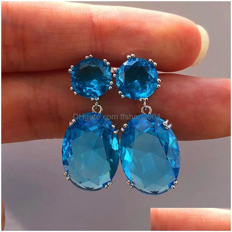 zircon stone water drop stud earrings for women fashion crystal bridal wedding jewelry will and sandy