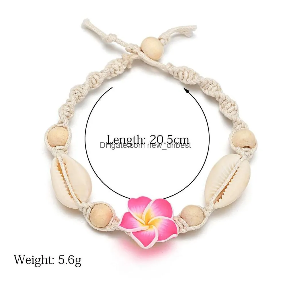 new fashion bohemian flower shell anklets hand woven beach anklets food chains for women fashion jewelry will and sandy gift