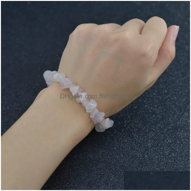 natural stone gravel amethyst bracelet chip stone bracelets stainless steel adjustable chain gemstone bracelet for women