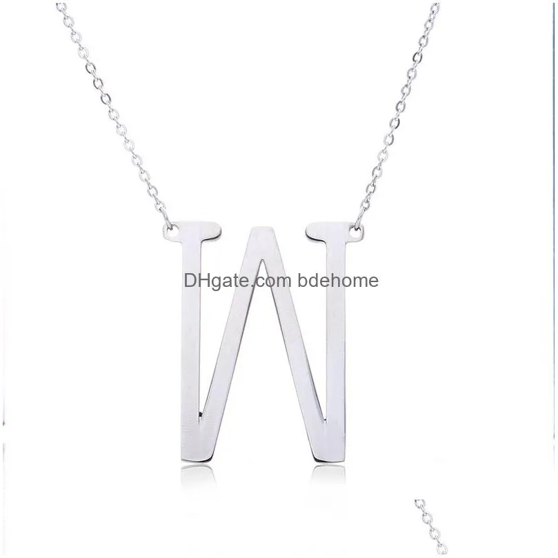 large initial 100% stainless steel big letter necklace az silver color necklaces jewelry gifts