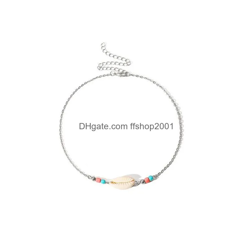 white shell choker necklce silver gold chain women necklaces beach fashion jewlery will and sandy