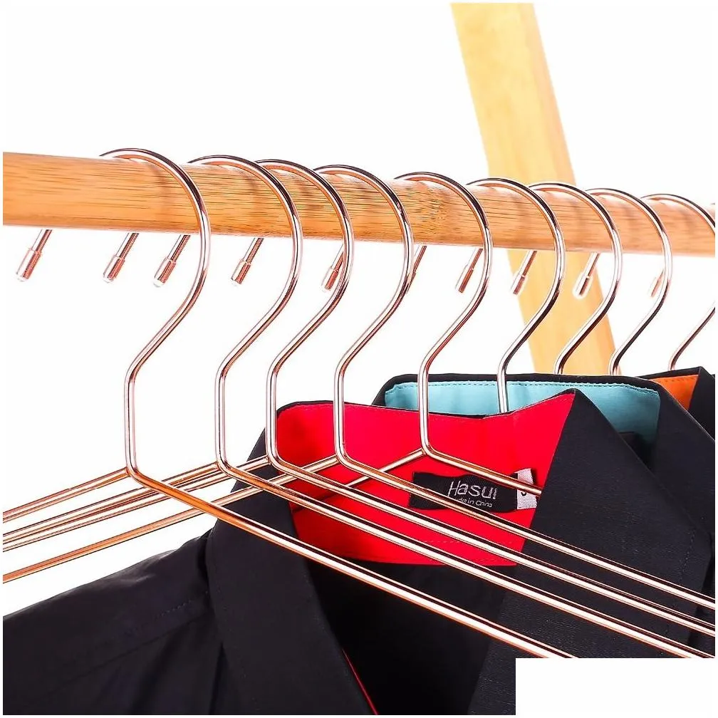 hangerlink rose copper gold metal clothes shirts hanger with groove heavy duty strong coats hanger suit hanger 30 pcs/lot 201221