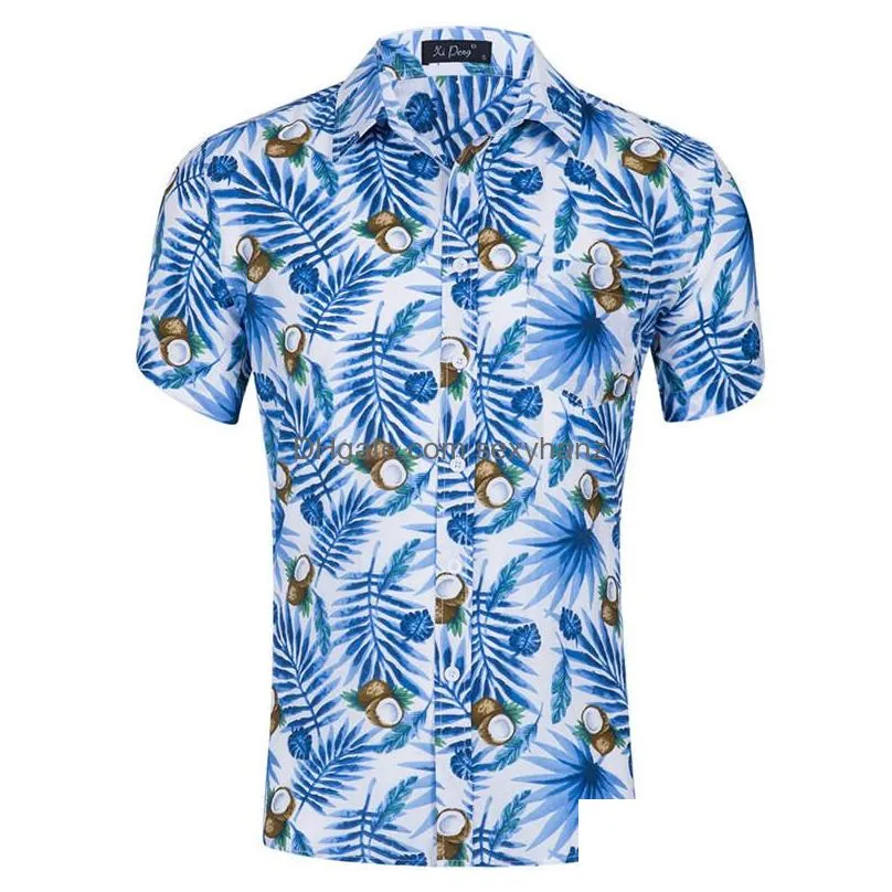 floral printed short sleeve shirts top summer beach casual shirt for men beach clothing