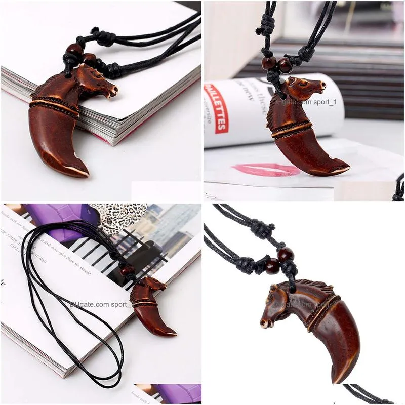 art animal horse necklaces horse head pendant adjustable long chain fashion jewelry necklace for women men fashion jewelry home decor