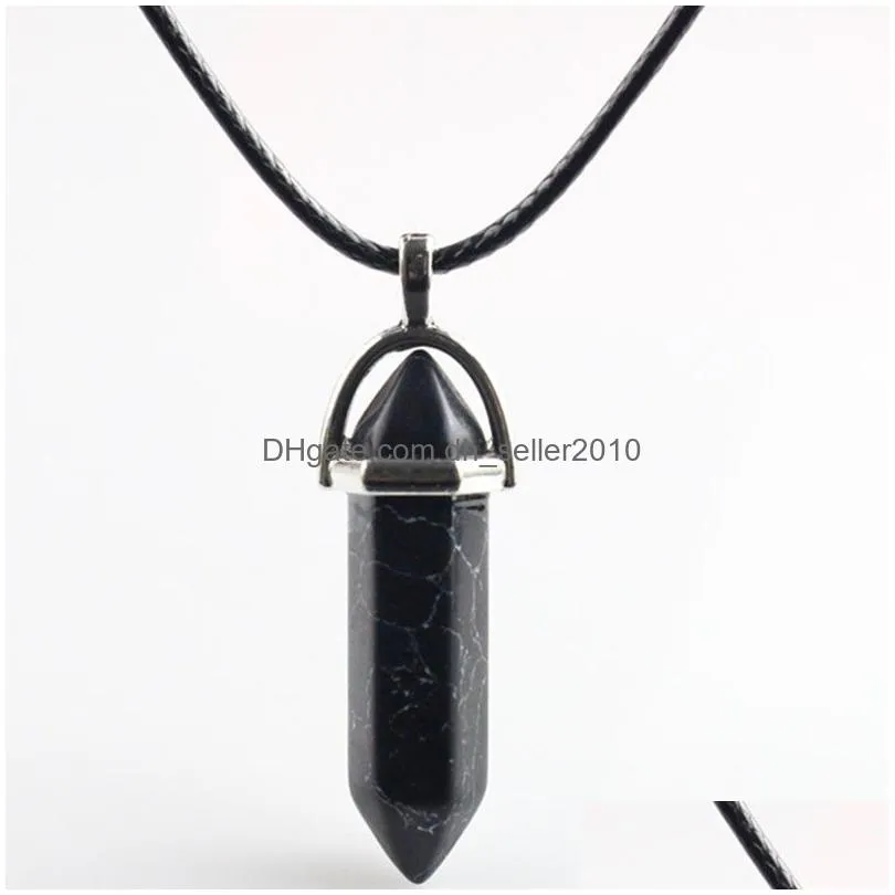 natural stone hexagonal prism necklace yoga women mens necklace fashion jewelry will and sandy