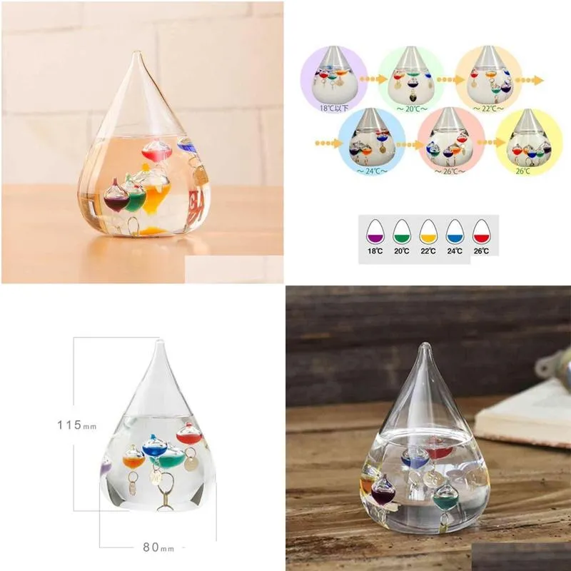 galileo thermometer water drop weather forecast bottle creative decoration 210811