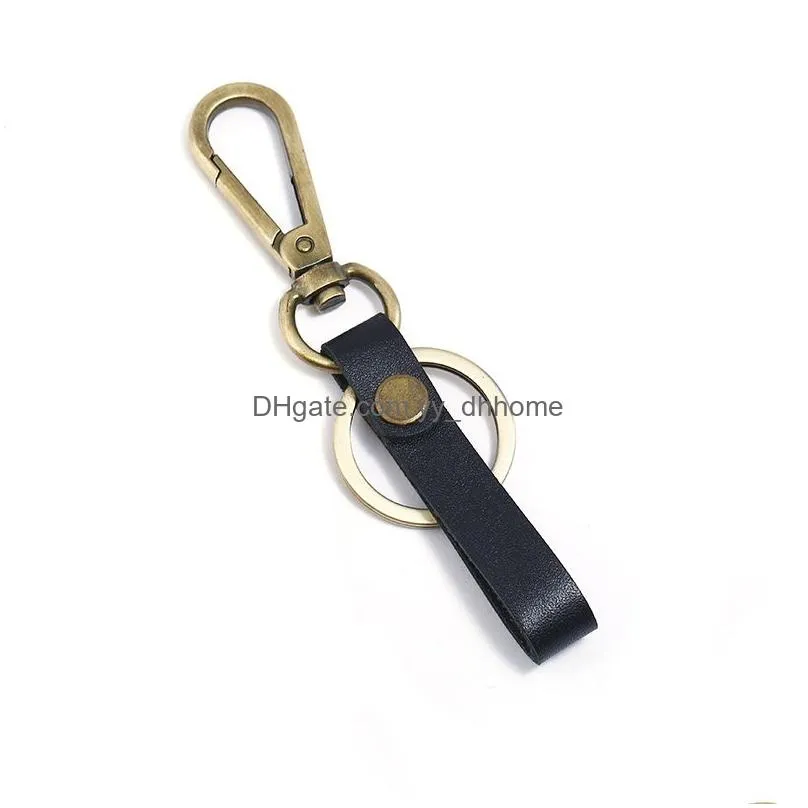 retro bronze leather key ring bussiness car keychain holders for women men fashion jewelry gift