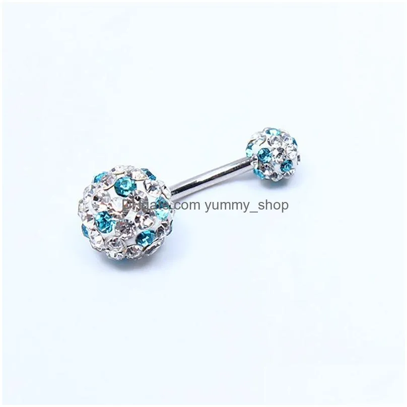 stainless steel crystal ball belly ring sexy navel bell button rings piercing navel piercing jewelry women body jewelry will and sandy