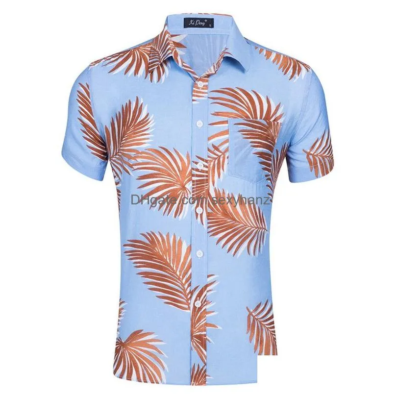 floral printed short sleeve shirts top summer beach casual shirt for men beach clothing