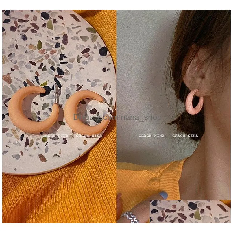 fashion candy color resin circle dangle earrings korean semicircle c shape round acrylic hoop earrings 2022 trendy jewelry gifts