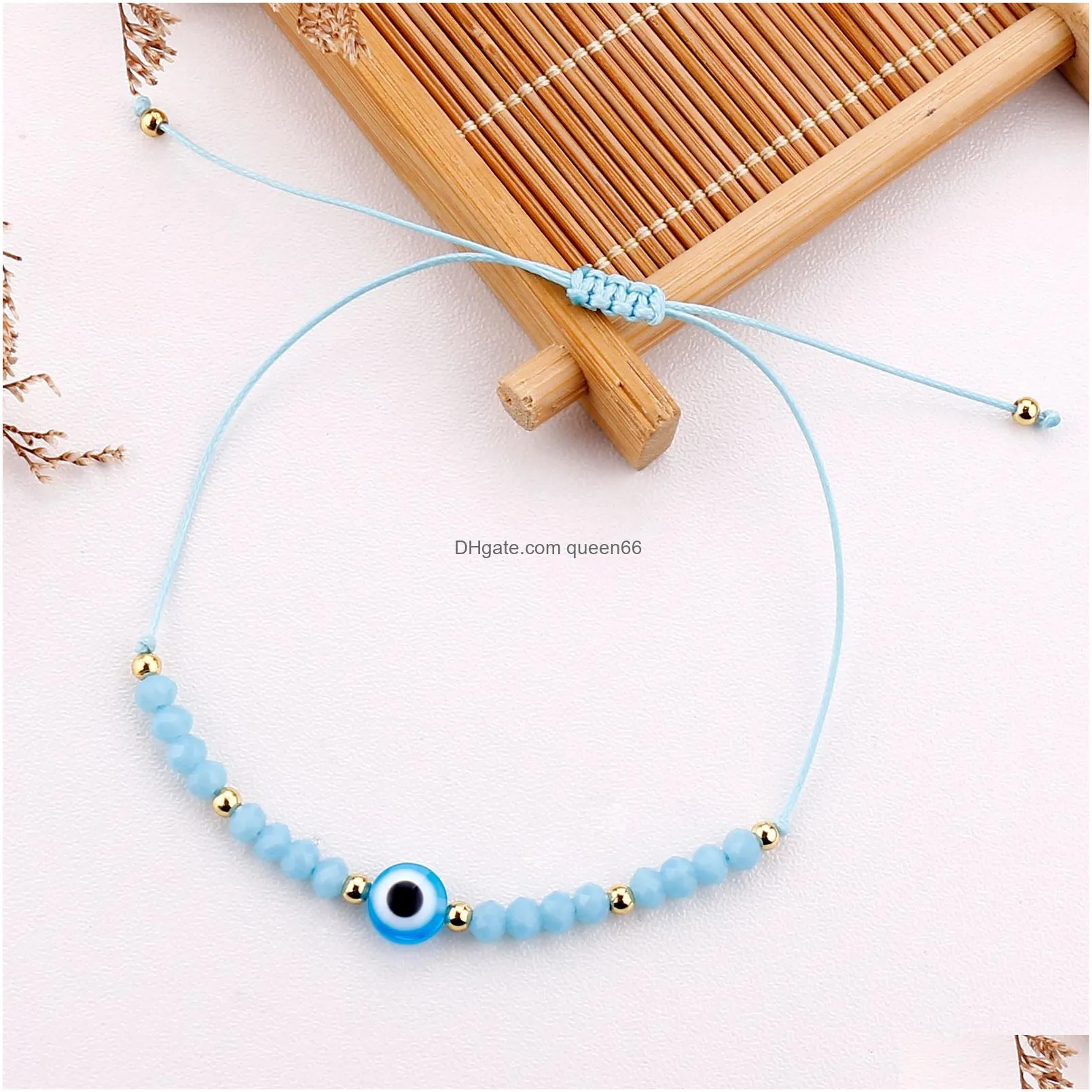 turkish blue crystal evil eye bracelets for women handmade glass beads chains lucky jewelry accessories fashion couple bracelet