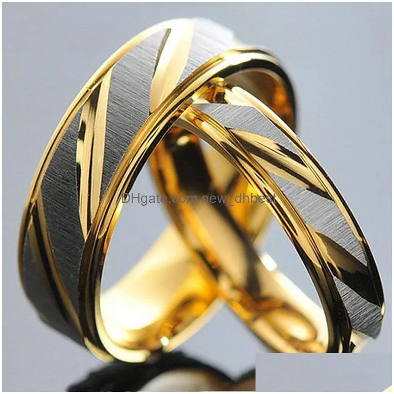stainless steel cross grain twill ring blue gold couple band rings women mens fashion jewelry gift will and sandy
